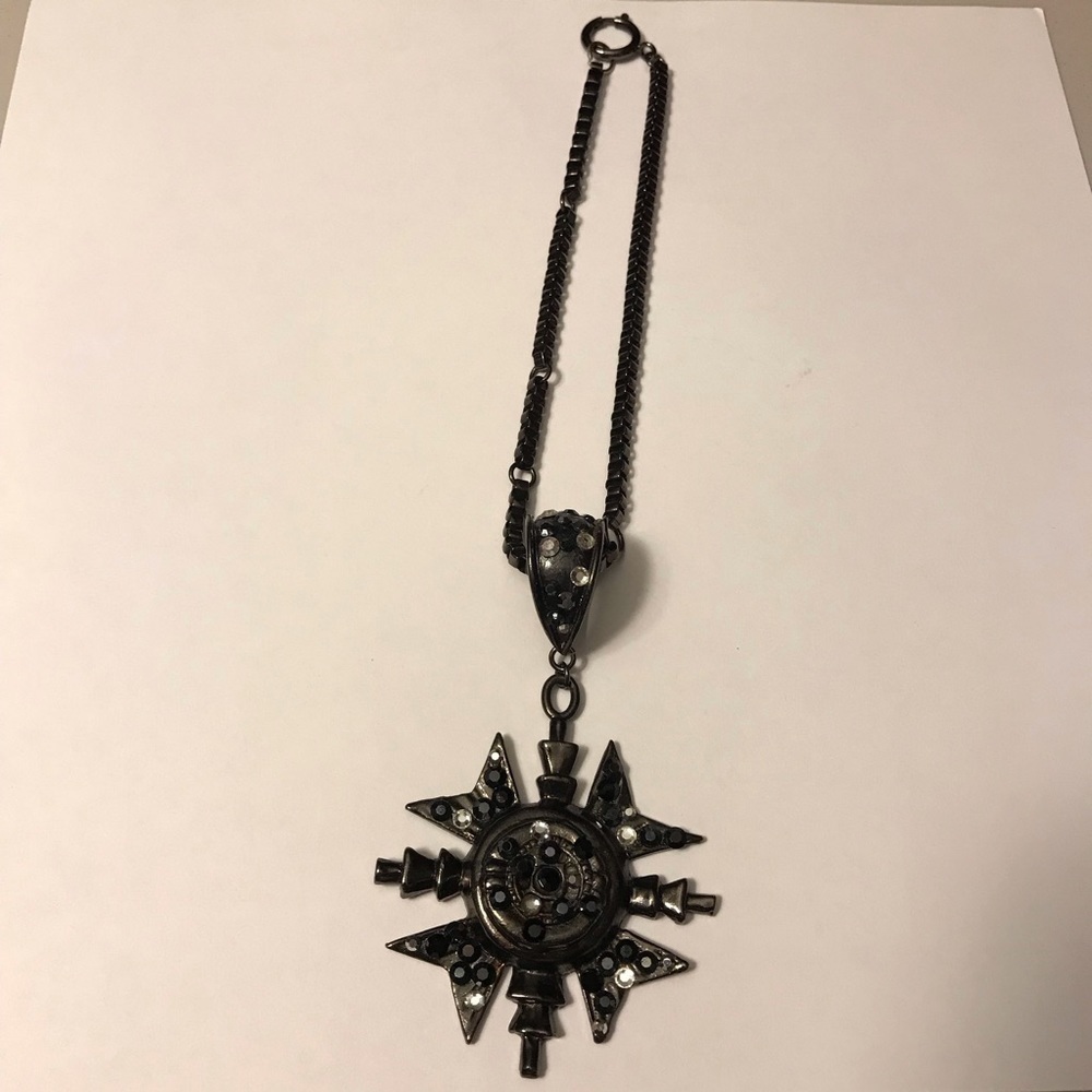 Super Star Slide & Chain Black tone Metal Rhinstones Funky Fancy Festival Fun